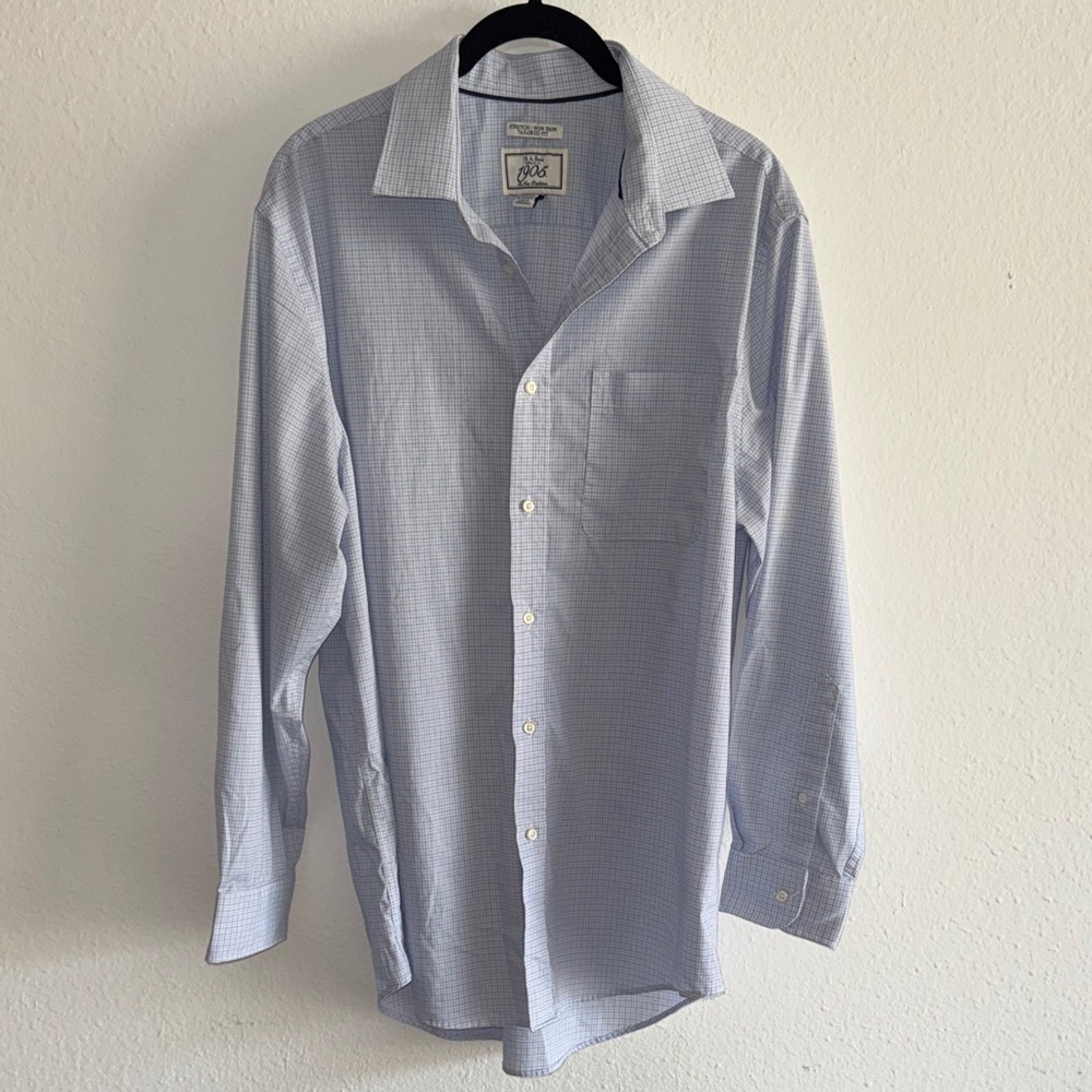 Jos. A. Bank Men's Light Blue Checkered Shirt